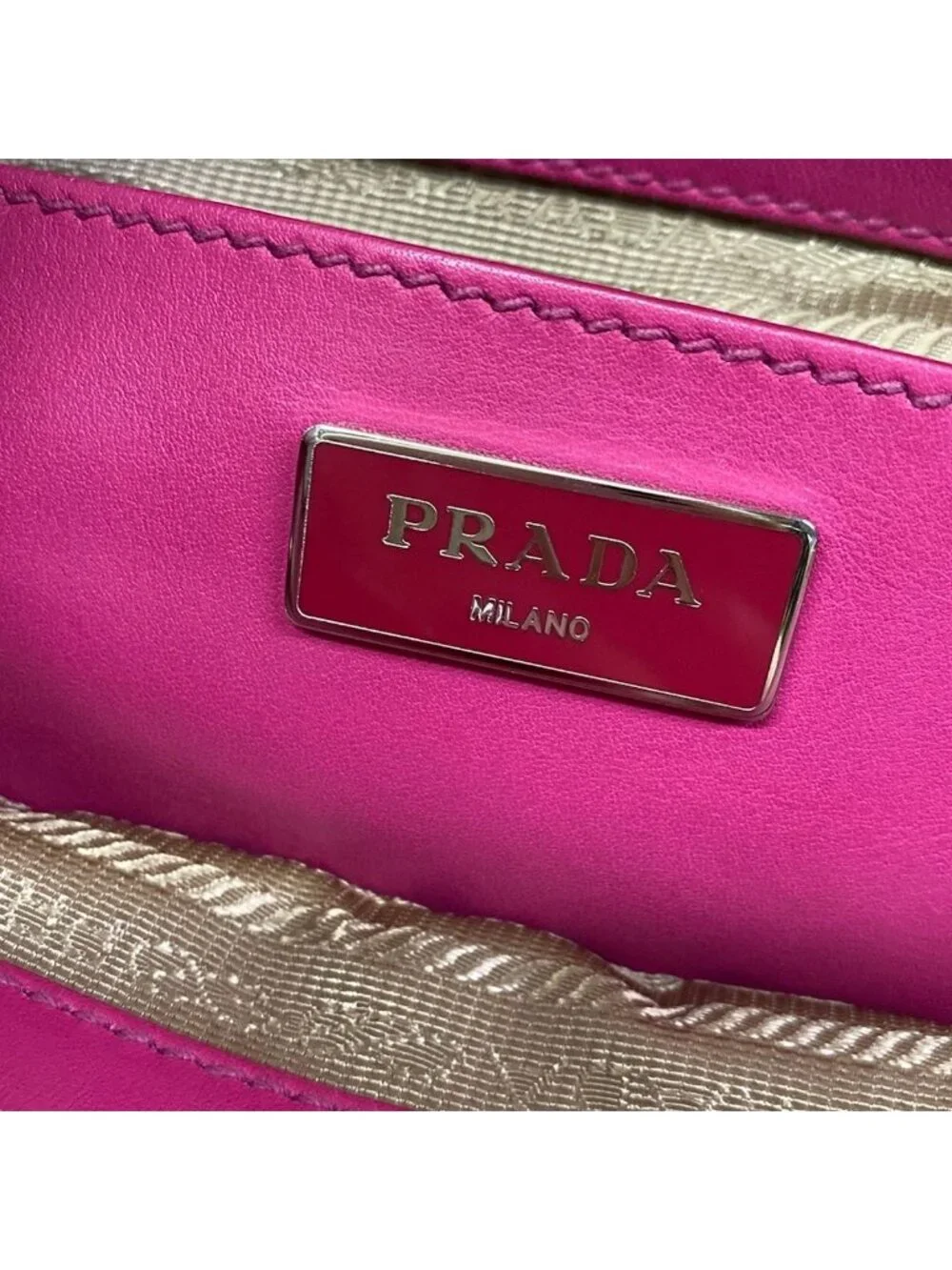 Prada Handbag Canapa City Beige Pink Leather